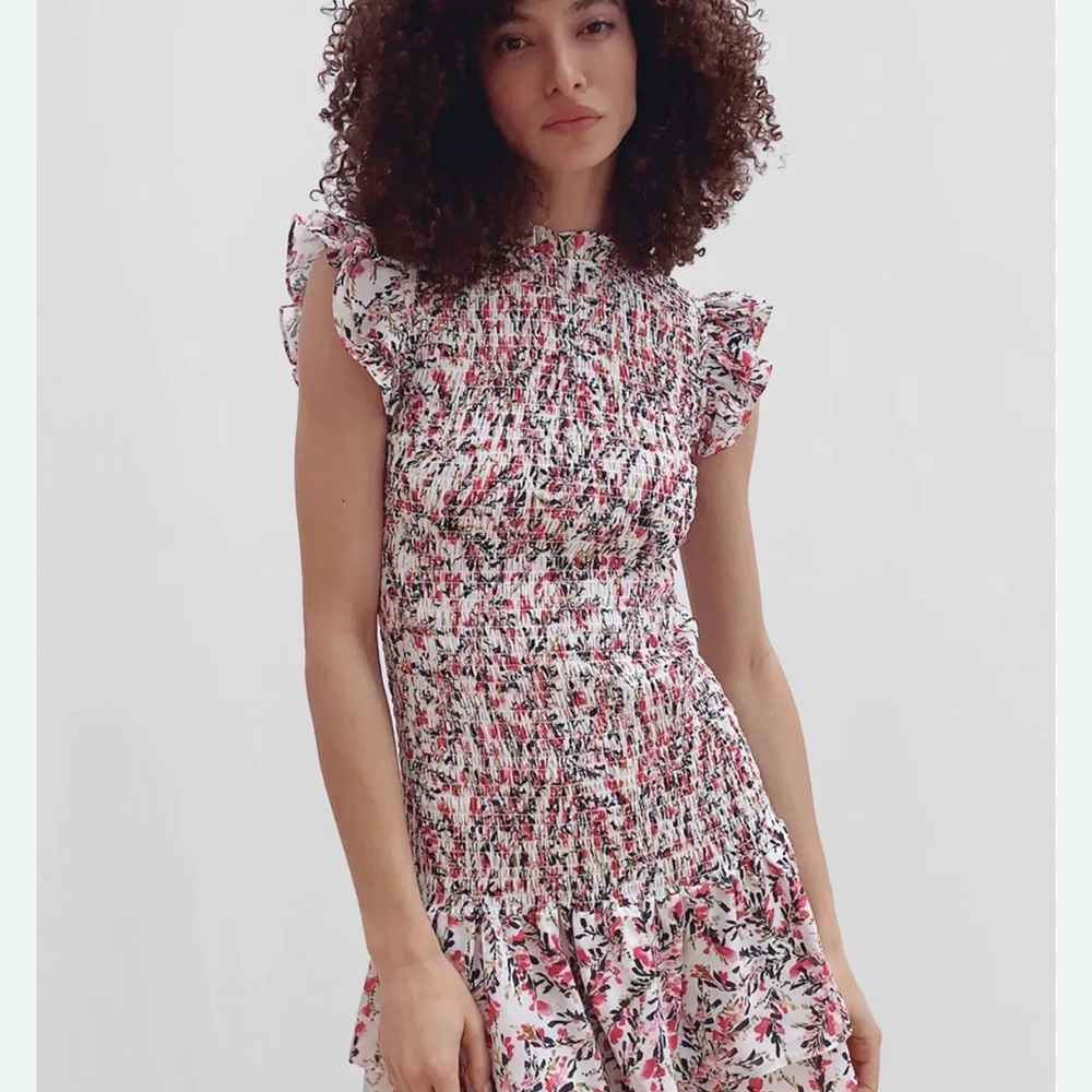 French Connection Pink and Black Midi Dress